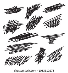 Scribble brush strokes set, vector logo design element