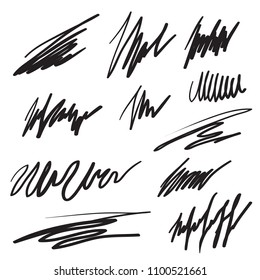 Scribble brush strokes set, vector logo design element