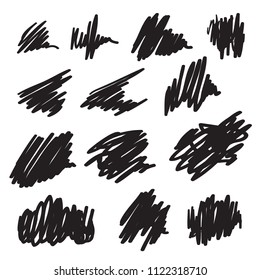 Scribble brush strokes set, vector logo design element