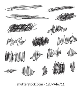 Scribble brush strokes set, vector logo design element
