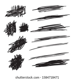 Scribble brush strokes set, vector logo blot design element