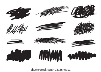 Scribble brush strokes set, vector logo design element