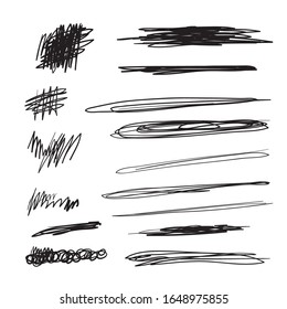 Scribble brush strokes set, vector logo design element