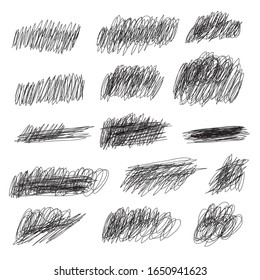 Scribble brush strokes set, vector logo design element