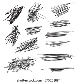 Scribble brush strokes set, vector logo design element