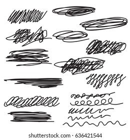 Scribble brush strokes set, vector logo design element EPS10