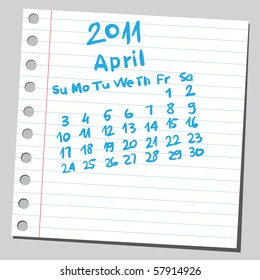 Scribble calendar. "April 2011"