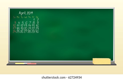 Scribble calendar. "April 2011" School table