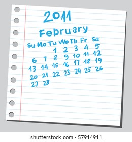 Scribble calendar. "February 2011"