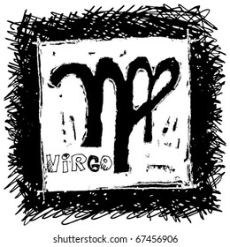 scribble calendar, hand drawn sign of the zodiac virgo