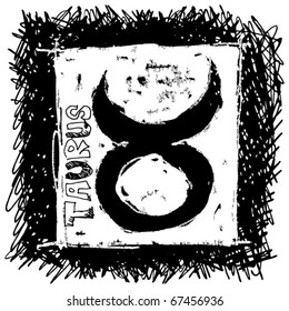 scribble calendar, hand drawn sign of the zodiac taurus