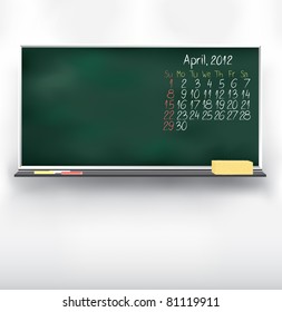 Scribble calendar on the blackboard. April 2012