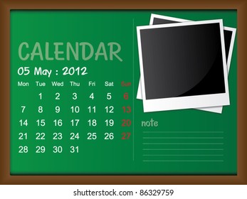 Scribble calendar on the blackboard. May 2012