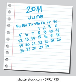 Scribble calendar."June 2011"