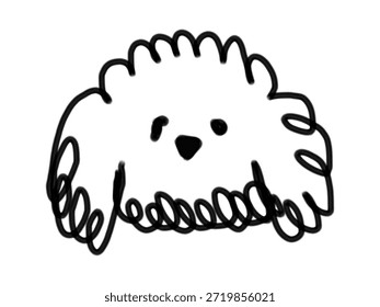 Scribble chalk or charcoal style dogs drawing. Hand drawn puppy sketches, wax crayon outline funny whimsical grunge charcoal art for tshirt print, placard, poster or isolated doodle stickers