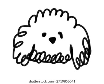 Scribble chalk or charcoal style dogs drawing. Hand drawn puppy sketches, wax crayon outline funny whimsical grunge charcoal art for tshirt print, placard, poster or isolated doodle stickers