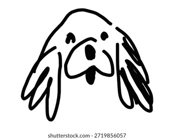 Scribble chalk or charcoal style dogs drawing. Hand drawn puppy sketches, wax crayon outline funny whimsical grunge charcoal art for tshirt print, placard, poster or isolated doodle stickers