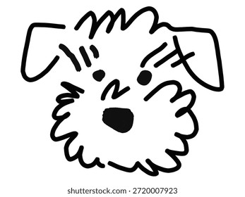 Scribble chalk or charcoal style dogs drawing. Hand drawn puppy sketches, wax crayon outline funny whimsical grunge charcoal art for tshirt print, placard, poster or isolated doodle stickers