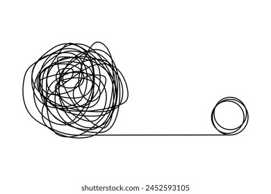 Círculo de caos garabateado. Dibujo de líneas de garabatos artísticos. Ilustración vectorial. EPS 10.