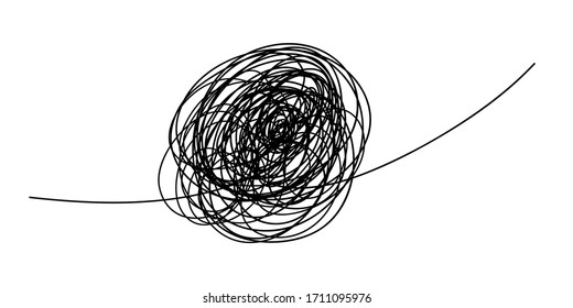 Scribble chaos line brush stroke, vector doodle sketch circle. Hand drawn design