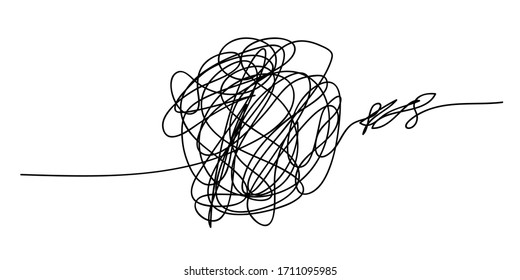 Scribble chaos line brush stroke, vector doodle sketch circle. Hand drawn design