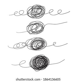 Scribble chaos line brush stroke, vector doodle sketch circle. Hand drawn design. Solve problems concept