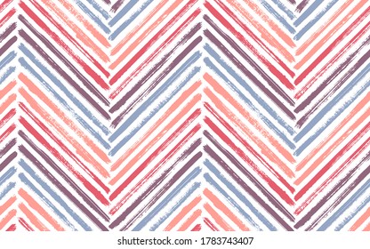 Scribble chevron fashion print vector seamless pattern. Ink brushstrokes geometric stripes. Hand drawn paint texture zig zag chevron backdrop. Stripes lines textile print seamless design.
