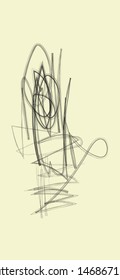 Scribble Childish Drawing. Minimal Vector Design. Charcoal Doodle Paintig. Child Style Lines and Shapes. Original Tags Template. Abstract Concept Vector Design