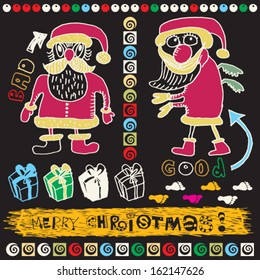 navidad garabatos, garabatos divertidos, elementos de diseño dibujados a mano 