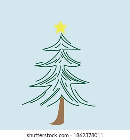 scribble christmas tree with a star