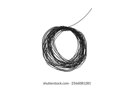 Scribble circle continuous single line drawing. Vector round sketch hand drawn scribble shape minimalist