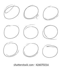 scribble circle set for highlighting text, grunge circles