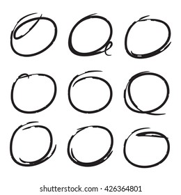scribble circle set for highlighting text, grunge circles