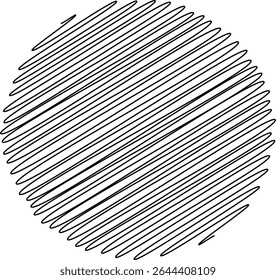 Scribble circle, wavy thin black line, zigzag ornament