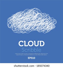 Scribble cloud on blue background