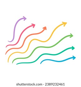 scribble colored arrow symbols. hand drawn arrow signs. brush arrow signs