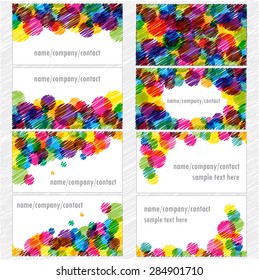 scribble colorful bubbles visiting cards collection