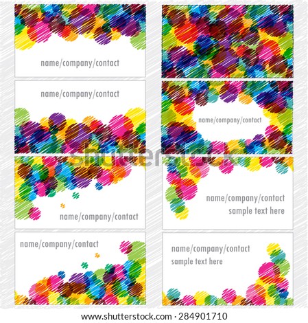 scribble colorful bubbles visiting cards collection