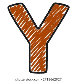 scribble crayon letter Y drawing flat color vector illustration template design