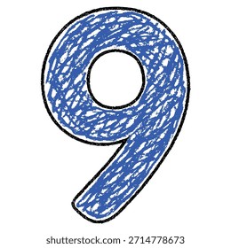 Schrift Buntstift Nr. 9 Zeichnung flache Farbe Vektorgrafik Schablone Design