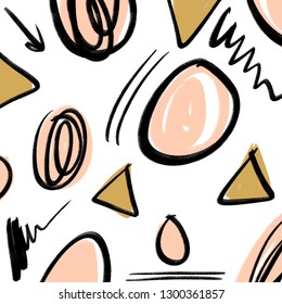 Scribble creative background. Universal pattern. Unique stylish modern brush painting, light colors abstract poster, room decor. Vector illustration, clipart