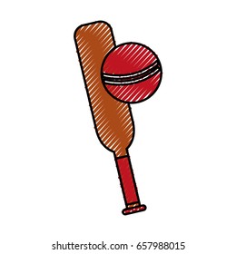 scribble cricket ball and bat cartoon