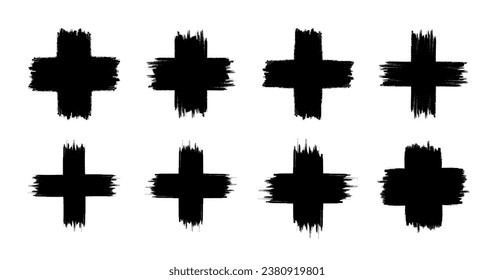 Scribble cross set. Grunge hand drawn crosses. X hand drawn in brush. Sale banner.  Vector illustration