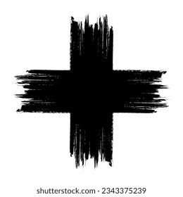Scribble cross stain. Grunge mark frame. X hand drawn in brush. Sale banner. Vector background