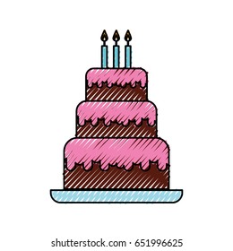 scribble cute birthday cake cartoon