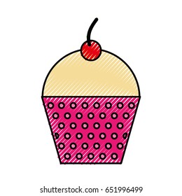 scribble cute fuchsia cupcake cartoon