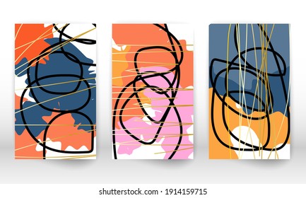 Scribble design. Modern abstract painting. Set of geometric shapes. Abstract hand drawn watercolor effect design elements. Modern art print. Contemporary design with doodle shapes. Scribble pattern.