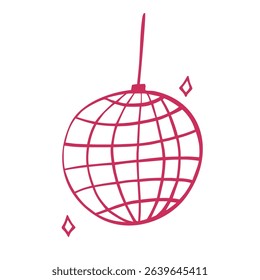 Scribble Disco ball with isolated on a white. Perfect for design of events banners and flyers, night club or music festival logo