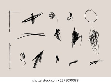 Dibujo de garrapatas de garrapatas abstractas para rayar, collage, colección de juegos a mano de dibujos animados de arte cómico ondulado marca de moda dibujo.