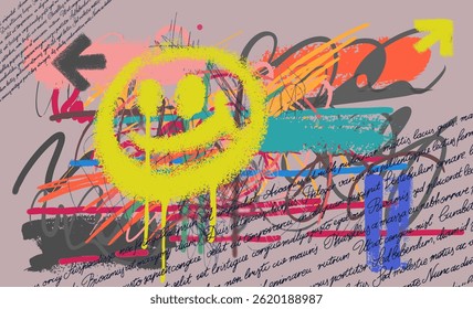 Scribble doodle background vector. Inscription handwriting modern crazy print. Poster grunge cursive calligraphy note page, abstract trendy script ink texture. Grunge scribble vector pattern text.